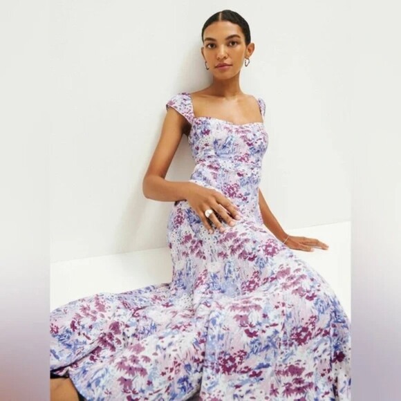 Reformation Bryson Midi Dress Morning Dew Purple Pink Size 4